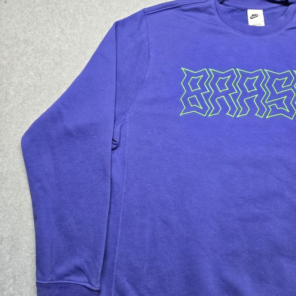 Nike Brasil Sweatshirt Mens Large Purple Crewneck Pullover Soccer Swoosh‎ Patch - Picture 3 of 16